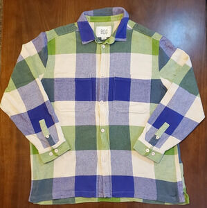 BDG Urban Outfitters Buffalo Plaid Button‎ Down Flannel Green Purple Size Large